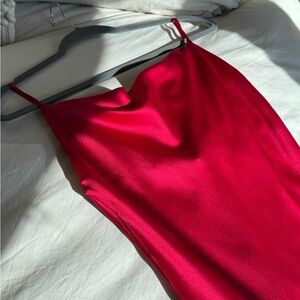 Sleek Red Satin Dress